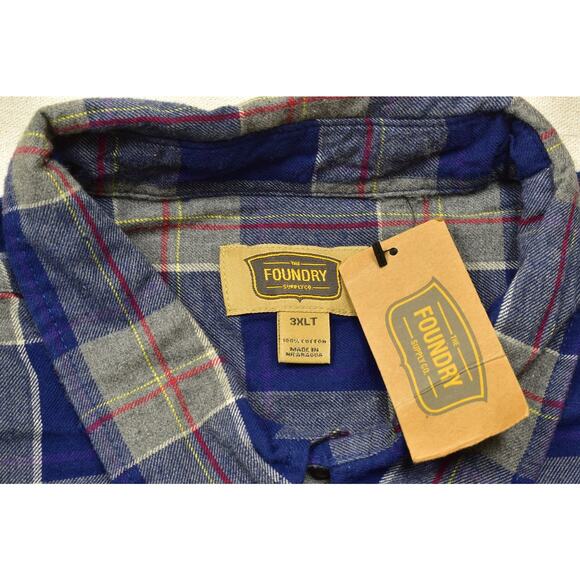 NEW Foundry Supply Co. Men's 3XLT Plaid Flannel Button Down Shirt - Picture 6 of 8